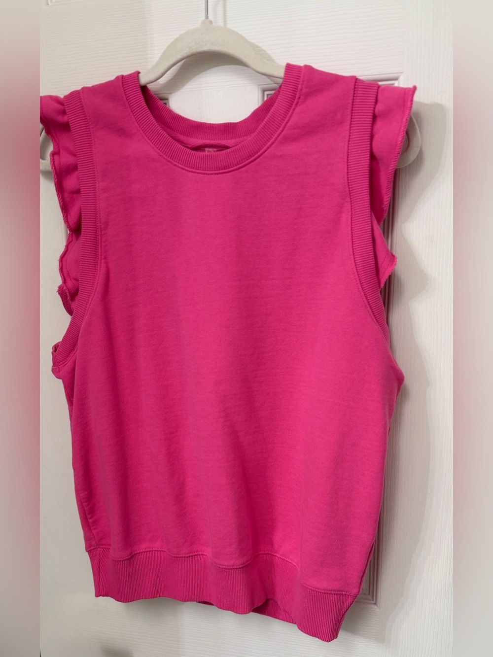 NWOT FP Movement Flutter Tank Pink French Terry Sweatshirt Ruffle Sleeve-Small - Picture 4 of 12